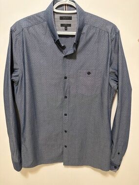 RW&CO. Men's Navy Micro-Dot Long Sleeve Dress Shirt